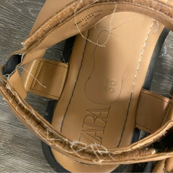 Zara |  Womens Tan Strapped Bow Sandals Size 36 - Picture 6 of 11